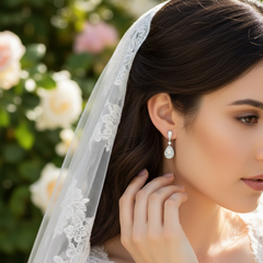 CUBIC ZIRCONIA COLLECTION - GRACEFUL SHIMMER EARRINGS - CZER552 SILVER