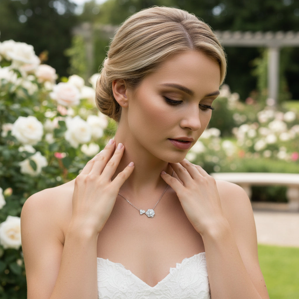 CUBIC ZIRCONIA COLLECTION - VINTAGE ROSE NECKLACE - CZNK119