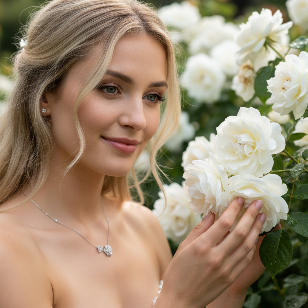 CUBIC ZIRCONIA COLLECTION - VINTAGE ROSE NECKLACE - CZNK119