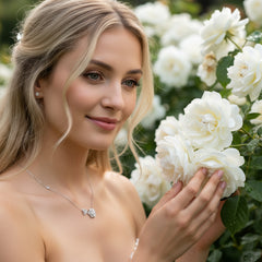 CUBIC ZIRCONIA COLLECTION - VINTAGE ROSE NECKLACE - CZNK119