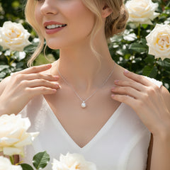 CUBIC ZIRCONIA COLLECTION - CLASSIC PEARL NECKLACE - CZNK120