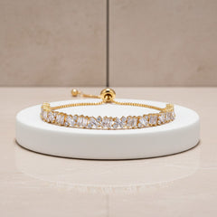 CUBIC ZIRCONIA COLLECTION - BEJEWELLED BRACELET - GOLD - BR106