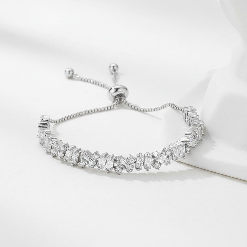 CUBIC ZIRCONIA COLLECTION - BEJEWELLED BRACELET - SILVER - BR106
