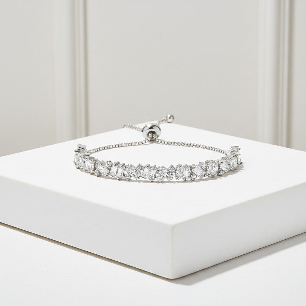 CUBIC ZIRCONIA COLLECTION - BEJEWELLED BRACELET - SILVER - BR106