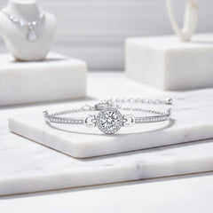 CUBIC ZIRCONIA COLLECTION - CRYSTAL GEM BRACELET - SILVER - BR110