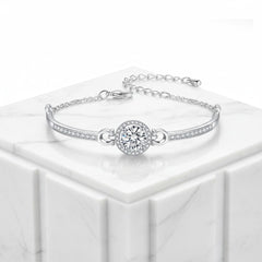 CUBIC ZIRCONIA COLLECTION - CRYSTAL GEM BRACELET - SILVER - BR110