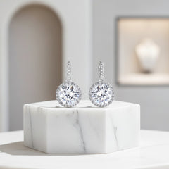 CUBIC ZIRCONIA COLLECTION  - CHIC SPARKLE EARRINGS - CZER555 (SILVER)