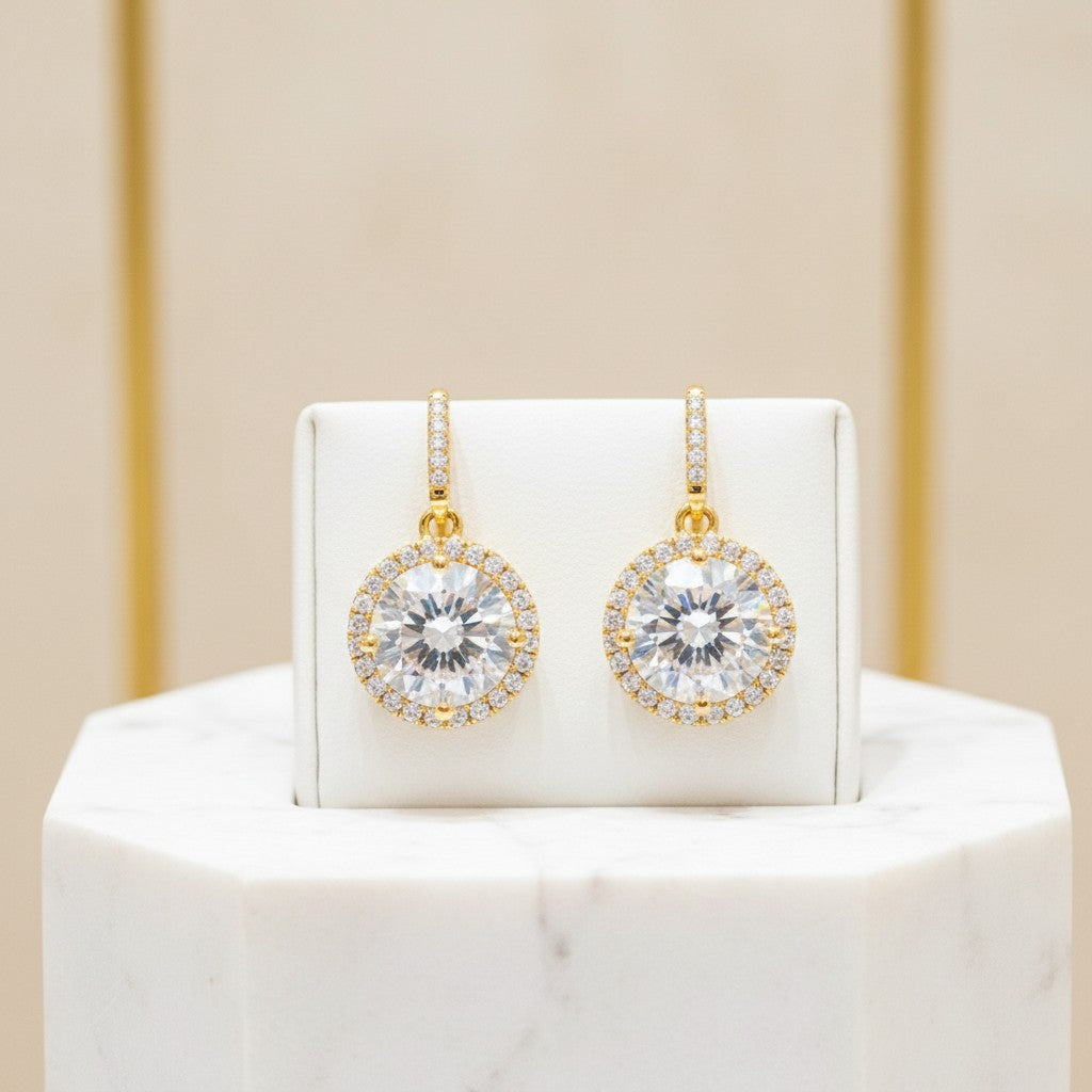CUBIC ZIRCONIA COLLECTION - CHIC SPARKLE EARRINGS - CZER555 (GOLD)