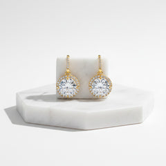 CUBIC ZIRCONIA COLLECTION - CHIC SPARKLE EARRINGS - CZER555 (GOLD)