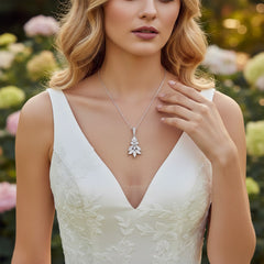 CUBIC ZIRCONIA COLLECTION - CRYSTAL DIVINE EARRINGS NECKLACE -CZNK123