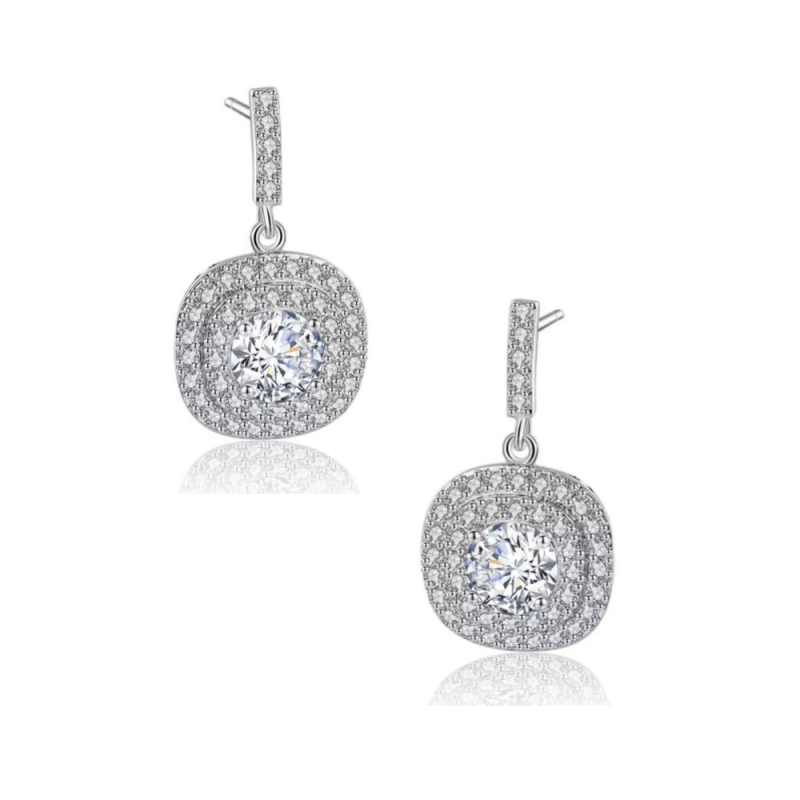 CUBIC ZIRCONIA COLLECTION - SHIMMER EARRINGS - CZER558 SILVER