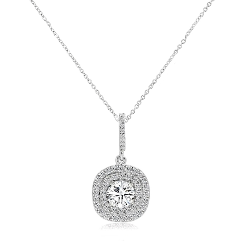 CUBIC ZIRCONIA COLLECTION - SHIMMER EARRINGNECKLACE - CZNK124 SILVER