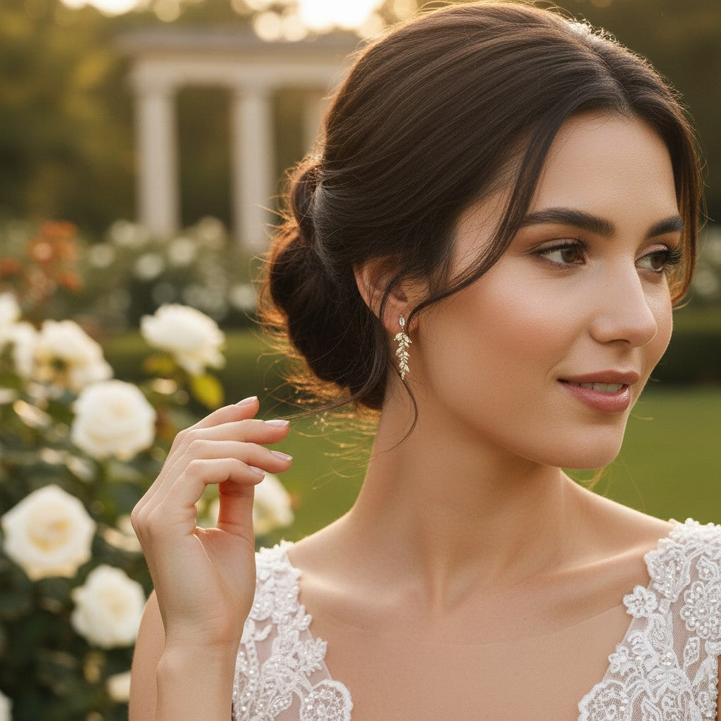 CUBIC ZIRCONIA COLLECTION - DAINTY STARLET EARRINGS -  CZER559 (18K GOLD)
