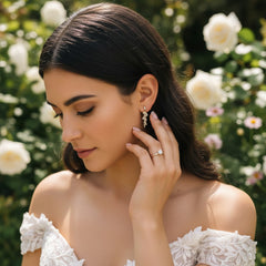 CUBIC ZIRCONIA COLLECTION - DAINTY STARLET EARRINGS -  CZER559 (18K GOLD)