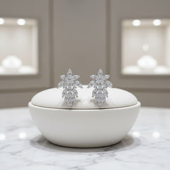 CUBIC ZIRCONIA COLLECTION - VINTAGE CRYSTAL EARRINGS - CZER561 SILVER