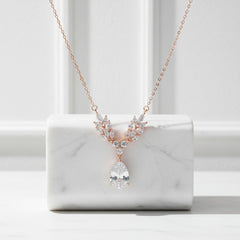 CUBIC ZIRCONIA COLLECTION - VINTAGE VINE NECKLACE - CZNK125 ROSE GOLD