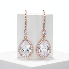 CUBIC ZIRCONIA COLLECTION - SPARKLE GEM EARRINGS - CZER562 ROSE GOLD