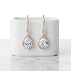 CUBIC ZIRCONIA COLLECTION - SPARKLE GEM EARRINGS - CZER562 ROSE GOLD