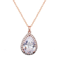 CUBIC ZIRCONIA COLLECTION - SPARKLE GEM NECKLACE - NK126 (ROSE GOLD)