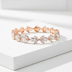 CUBIC ZIRCONIA COLLECTION - EXQUISITE SPARKLE BRACELET - ROSE GOLD - (BR111)