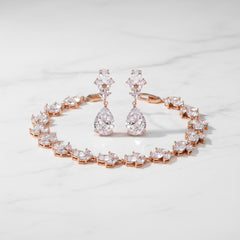 CUBIC ZIRCONIA COLLECTION - EXQUISITE SPARKLE BRACELET SET - ROSE GOLD- BR112