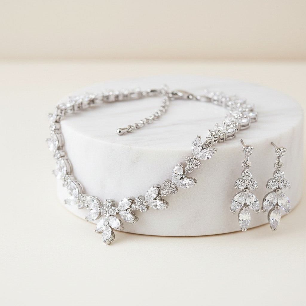 CUBIC ZIRCONIA COLLECTION - VINTAGE SPARKLE BRACELET SET - (CZBR114) SILVER