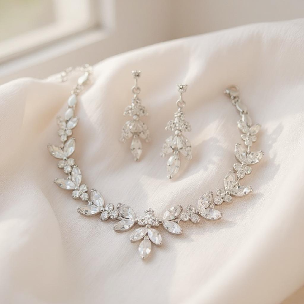 CUBIC ZIRCONIA COLLECTION - VINTAGE SPARKLE BRACELET SET - (CZBR114) SILVER