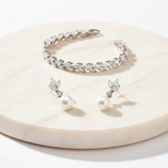 CUBIC ZIRCONIA COLLECTION - CHIC CRYSTAL BRACELET SET - BR115 SILVER