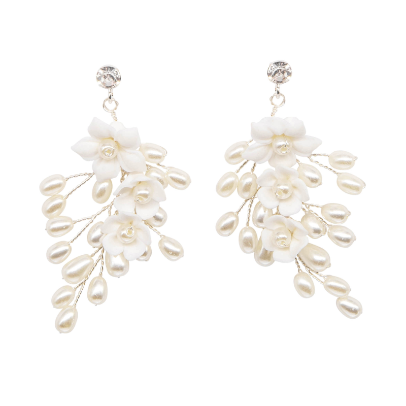 ATHENA COLLECTION - LUXE DIVINE HAIR COMB & EARRING SET - SILVER  HC221