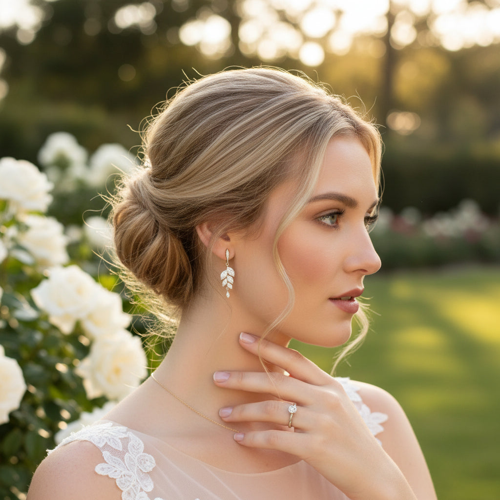 CUBIC ZIRCONIA EARRINGS - BELLA DAINTY DROP EARRINGS - CZER500  GOLD