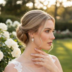 CUBIC ZIRCONIA EARRINGS - BELLA DAINTY DROP EARRINGS - CZER500 SILVER