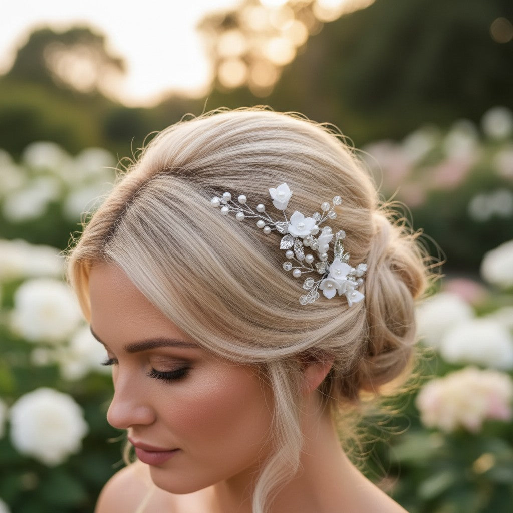 ATHENA COLLECTION - VINTAGE CHARM HAIR PINS - SILVER (PIN48) (PAIR)