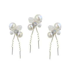ATHENA COLLECTION - PEARL GEM HAIR PINS (SET) - pin 51 silver