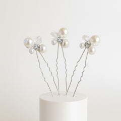 ATHENA COLLECTION - PEARL GEM HAIR PINS (SET) - pin 51 silver