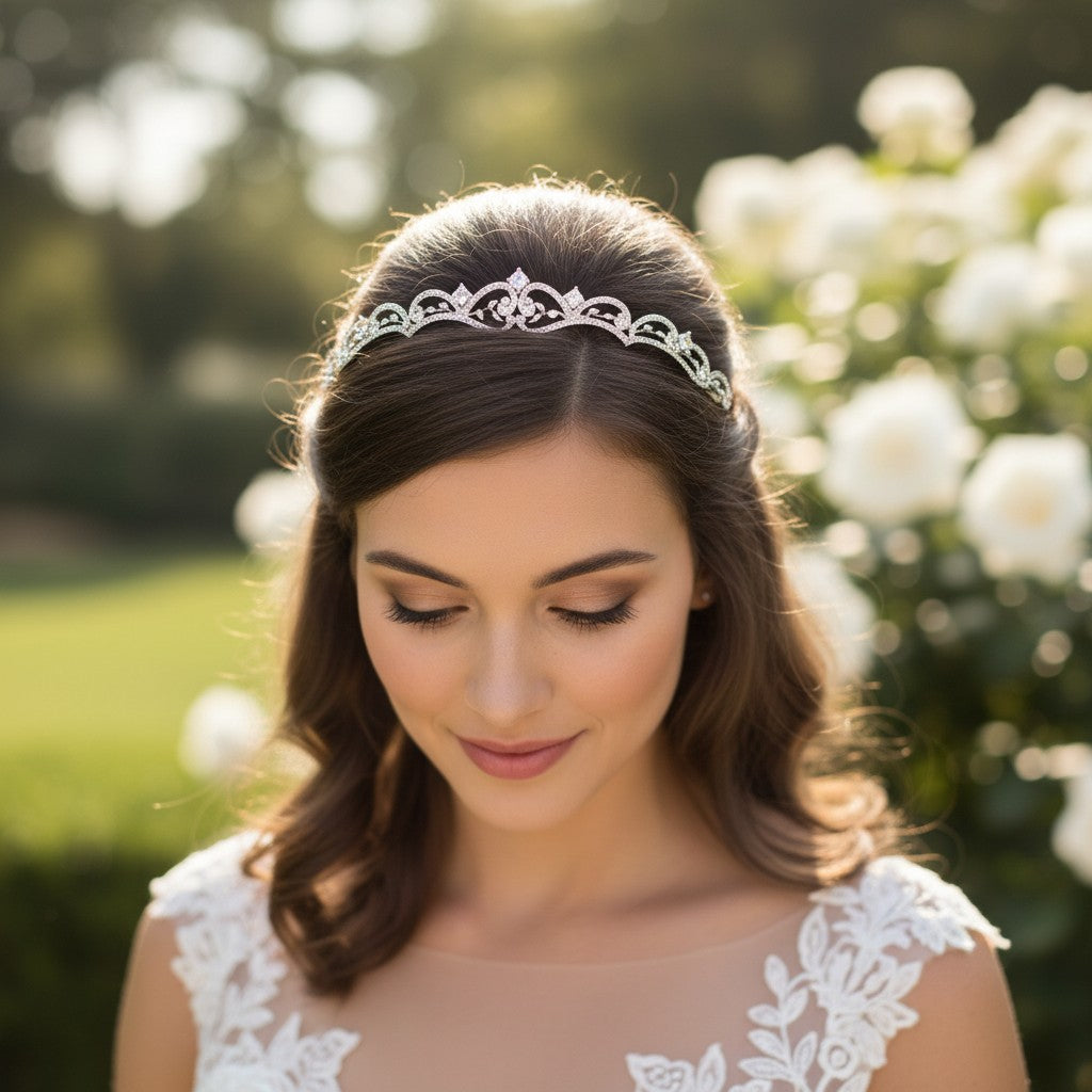 ATHENA COLLECTION - ETERNALLY CRYSTAL TIARA - SILVER AHB65