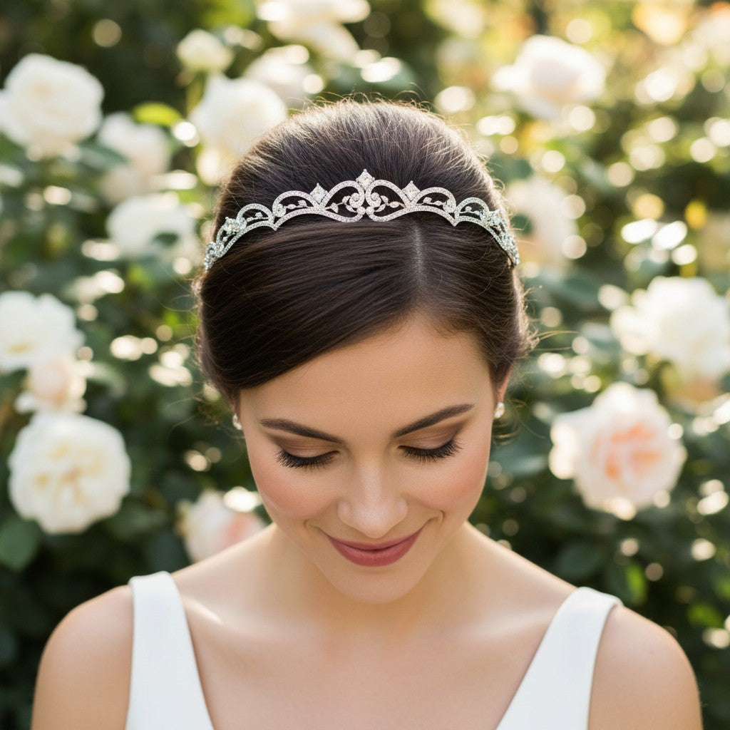 ATHENA COLLECTION - ETERNALLY CRYSTAL TIARA - SILVER AHB65