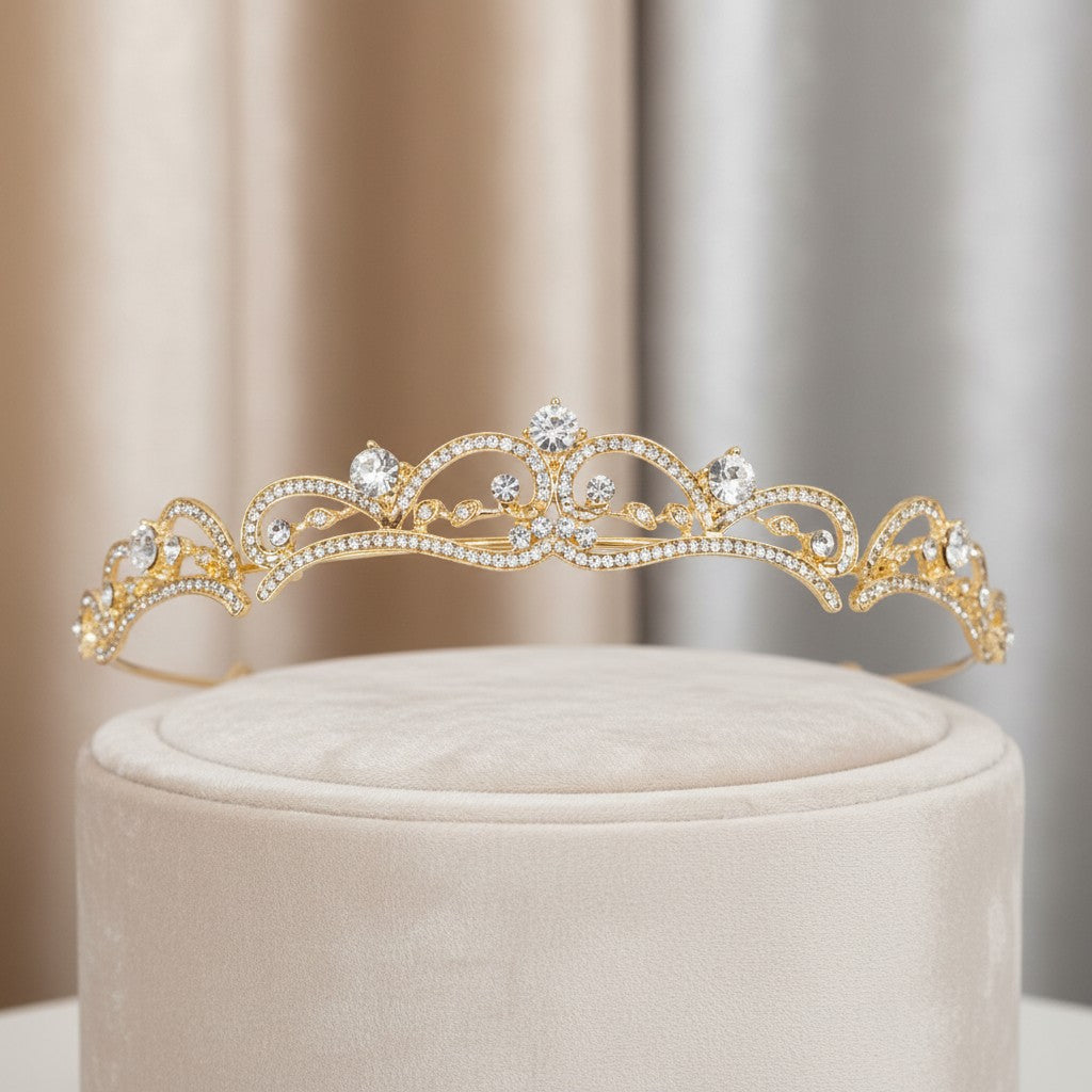 ATHENA COLLECTION - ETERNALLY CRYSTAL TIARA - AHB65 GOLD