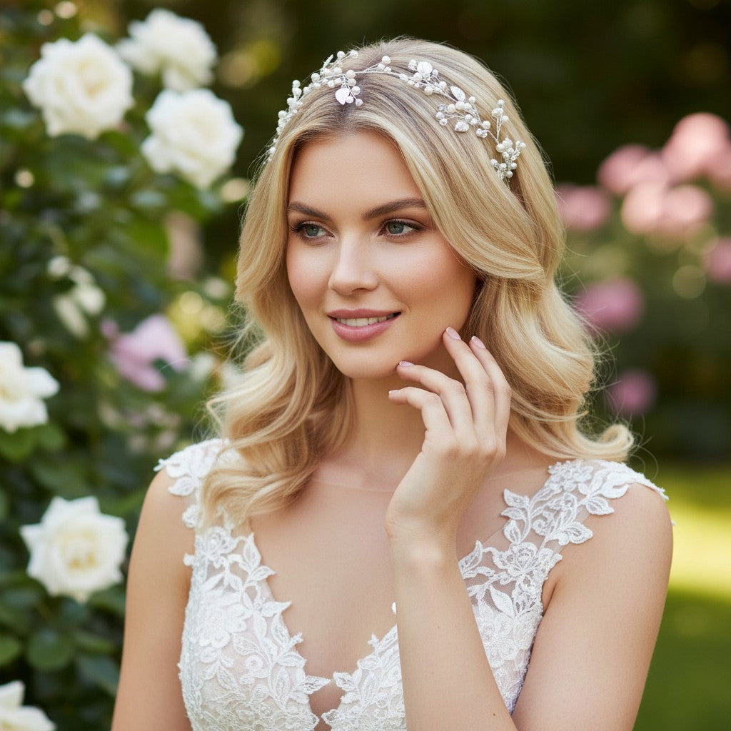 ATHENA COLLECTION - STARLET ELEGANCE HAIR VINE - SILVER  HP179