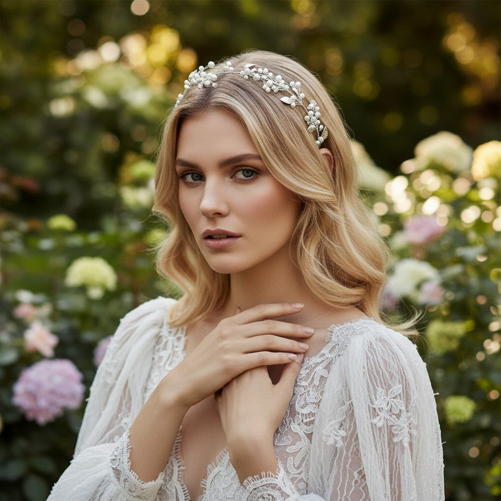 ATHENA COLLECTION - STARLET ELEGANCE HAIR VINE - SILVER  HP179