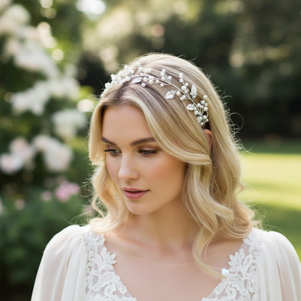 ATHENA COLLECTION - STARLET ELEGANCE HAIR VINE - SILVER  HP179