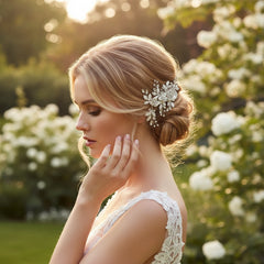 ATHENA COLLECTION - FLORAL ROMANCE HEADPIECE- HC222 SILVER