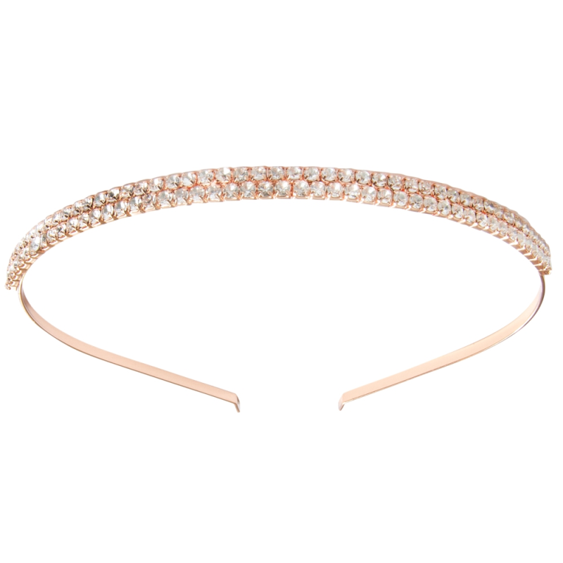 ATHENA COLLECTION - DOUBLE ROW CRYSTAL HEADBAND - ROSE GOLD AHB71