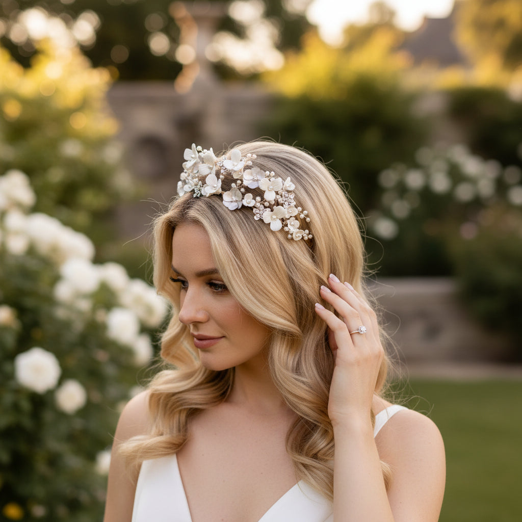 ATHENA COLLECTION - GLAMOROUS PINK BLUSH HEADPIECE - AHB92