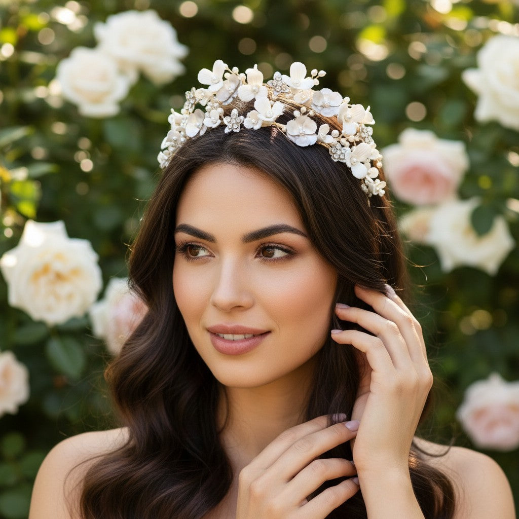 ATHENA COLLECTION - GLAMOROUS PINK BLUSH HEADPIECE - AHB92