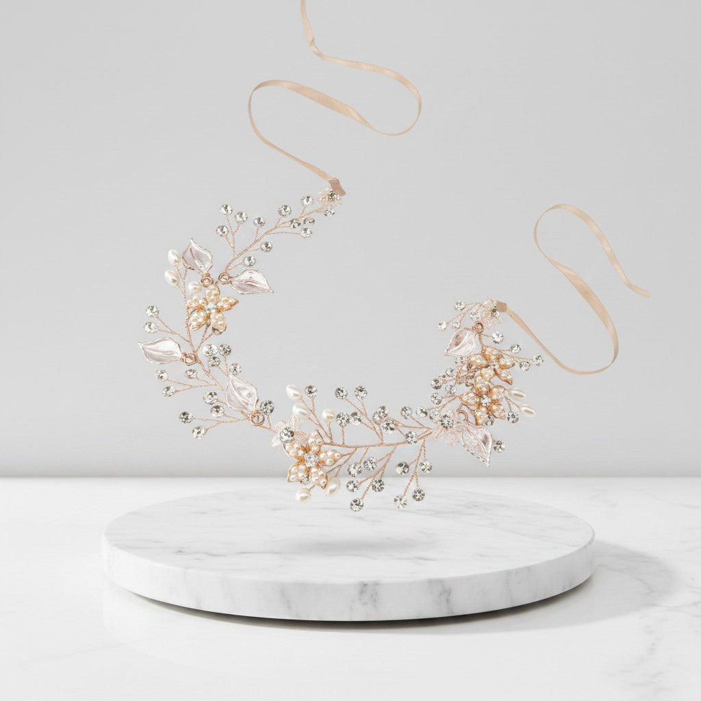 ATHENA COLLECTION - CRYSTAL ELEGANCE HAIRVINE - HP187 ROSE GOLD