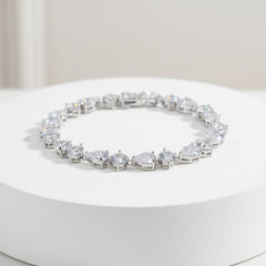 CUBIC ZIRCONIA COLLECTION - CRYSTAL SPARKLE BRACELET -BR118 SILVER