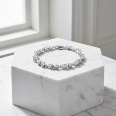 CUBIC ZIRCONIA COLLECTION - CRYSTAL SPARKLE BRACELET -BR118 SILVER