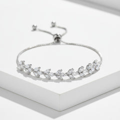 CUBIC ZIRCONIA COLLECTION - CRYSTAL DAZZLE BRACELET - SILVER - ADJUSTABLE -BR119