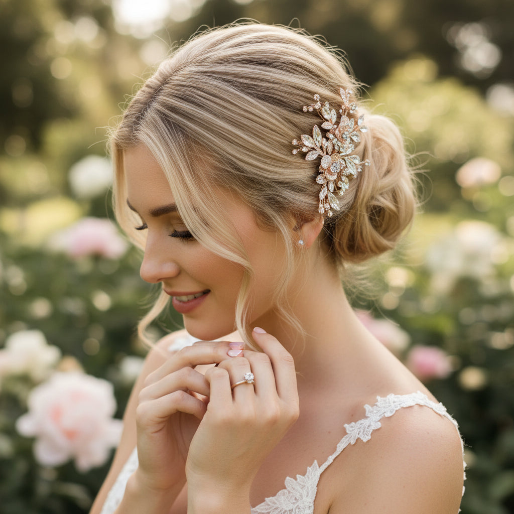 ATHENA COLLECTION - FLORAL ROMANCE HEADPIECE- HC222 ROSE GOLD