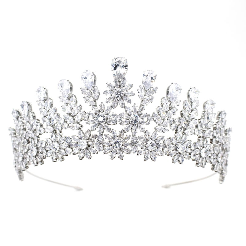 CUBIC ZIRCONIA COLLECTION - STARLET LUXE TIARA - AHB73 SILVER